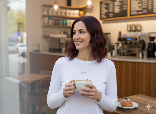 Faith Limestone inlay oval pendant