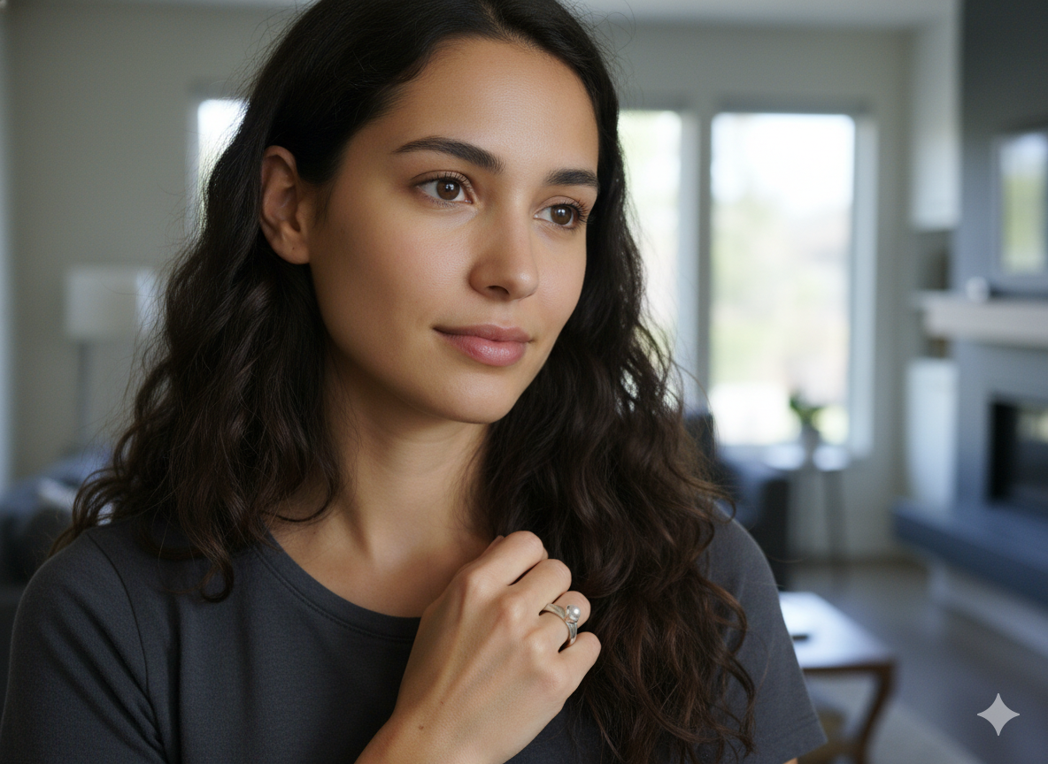 Flared bezel carved with pearl