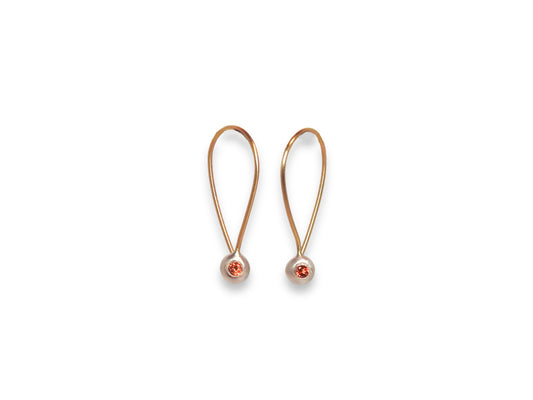 Pebble hoops two-tone with orange sapphires