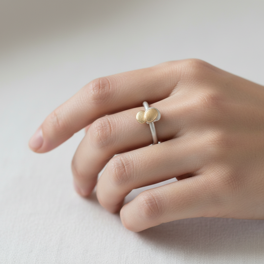 Pebble two tone ring ~ round band