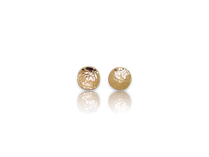 Luminous, dazzling sun disc studs, with a planish finish that reflects and sparkles,  planish disc earrings by ZEALmetal, Nicole Horlor, in Kingston, ON, Canada