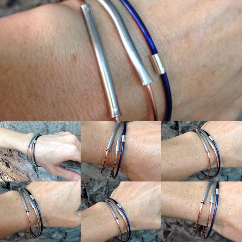 Stainless and copper bracelets