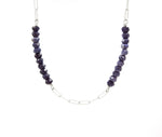 Blue sapphire necklace with paperclip chain, by ZEALmetal, Nicole Horlor, in Kingston, ON, Canada