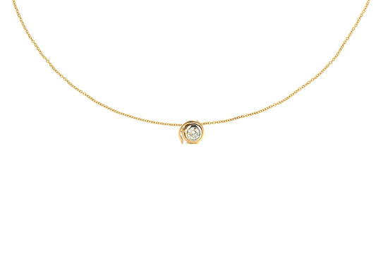 Wrapped two tone diamond ~ Unique two tone wrapped style diamond pendant necklace.  Bezel set diamond with a soft wrap of gold, offering a little unique style to simplicity.