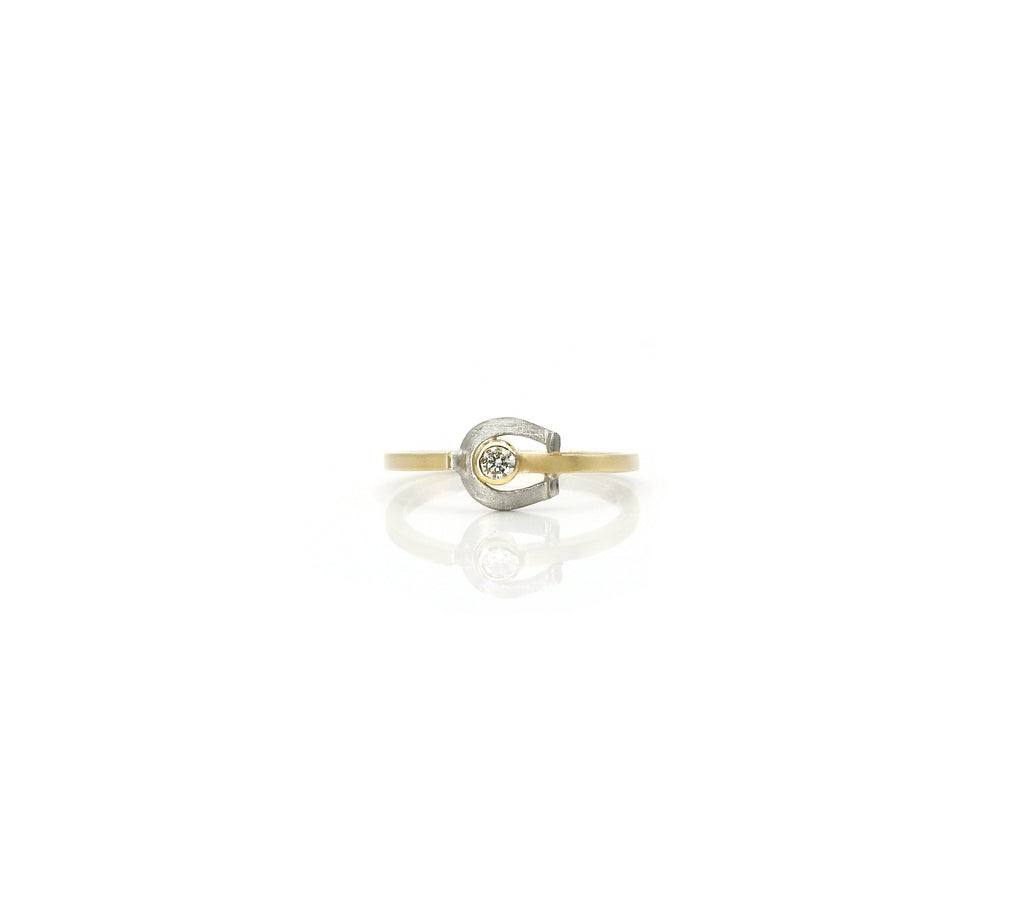 100% recycled silver and gold, 14kt yellow gold, Palladium, and diamond ring by ZEALmetal, Nicole Horlor, Kingston, ON , Canada