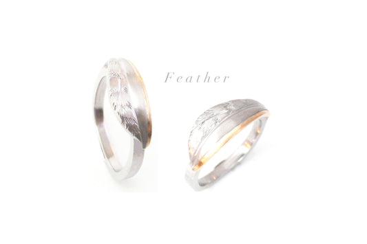 Handmade feather ring in two tone Yellow and white by ZEALmetal, Nicole Horlor, Kingston ON Canada