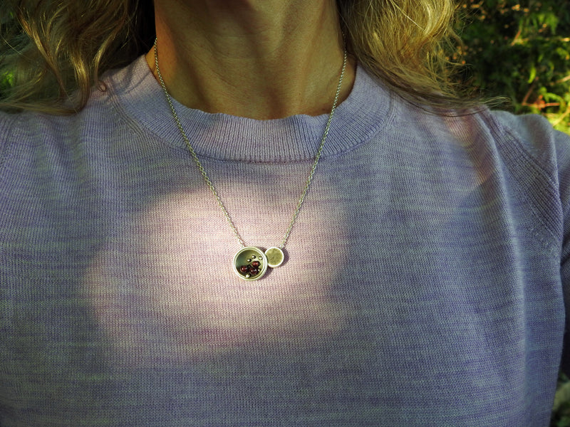Seed floaters, Limestone inlay floaters, by ZEALmetal, Nicole Horlor, in Kinston, ON, Canada