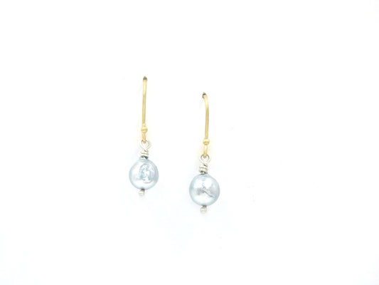 Handmade baroque pearl earrings made by ZEALmetal, Nicole Horlor, Kingston, ON, Canada