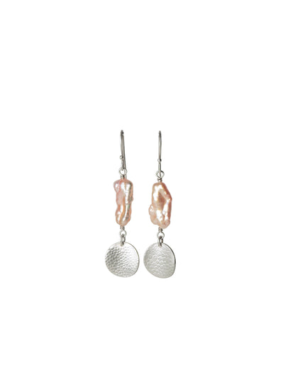 100% recycled sterling silver and pink pearl earrings by ZEALmetal, Nicole Horlor, in Kingston, ON, Canada 
