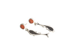 100% recycled sterling silver earrings with driftwood and limestone inlay, by ZEALmetal, Nicole Horlor, in Kingston, ON, Canada