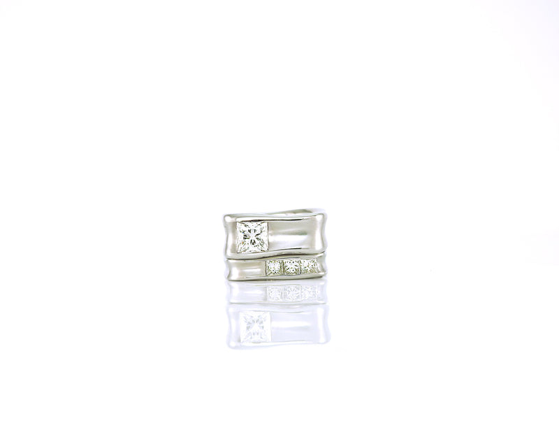 Custom white gold rings with diamond and sapphire by ZEALmetal, Nicole Horlor, in Kingston ON Canada