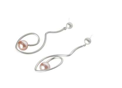 100% recycled sterling silver and pink pearl earrings by ZEALmetal, Nicole Horlor, in Kingston, ON, Canada 