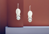 Tulip earrings with silver/grey baroque pearl drops, by ZEALmetal, Nicole Horlor, in Kingston, ON, Canada