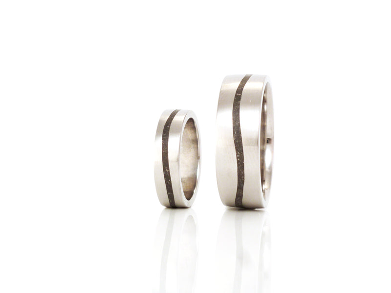 Limestone inlay rings, Handmade, silver jewellery, and Custom gold, platinum, diamond, precious gemstone and pearl rings by ZEALmetal, Nicole Horlor, Kingston, ON, Canada 