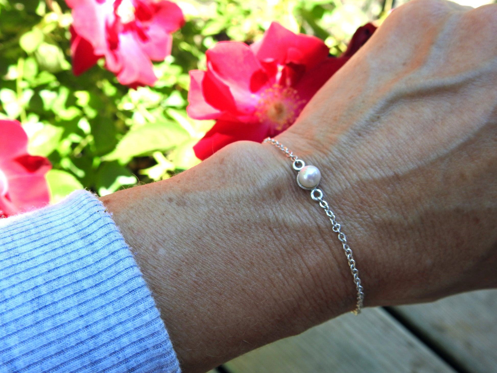 Handmade pearl bracelet by ZEALmetal, Nicole Horlor, Kingston, ON, Canada  Edit alt text
