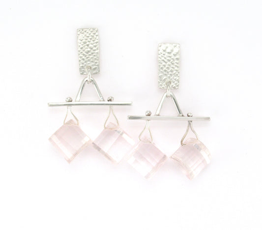 Sterling silver earring and rose quartz by ZEALmetal, Nicole Horlor, Kingston, ON Canada