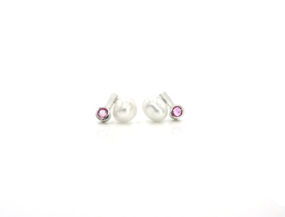 Unique keshi pearl and ruby earrings by  ZEALmetal, Nicole Horlor, Kingston, ON, Canada