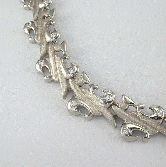 Custom one of a kind handcrafted white gold and diamond necklace by ZEALmetal, Nicole Horlor, Kingston, ON Canada