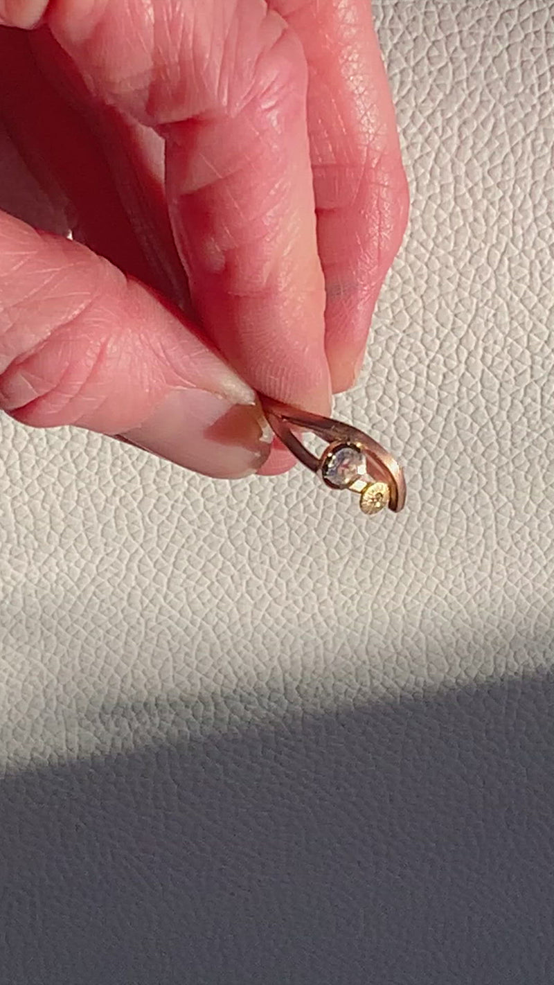 Handmade rose gold ring with moonstone and diamond by ZEALmetal, Nicole Horlor, Kingston ON Canada