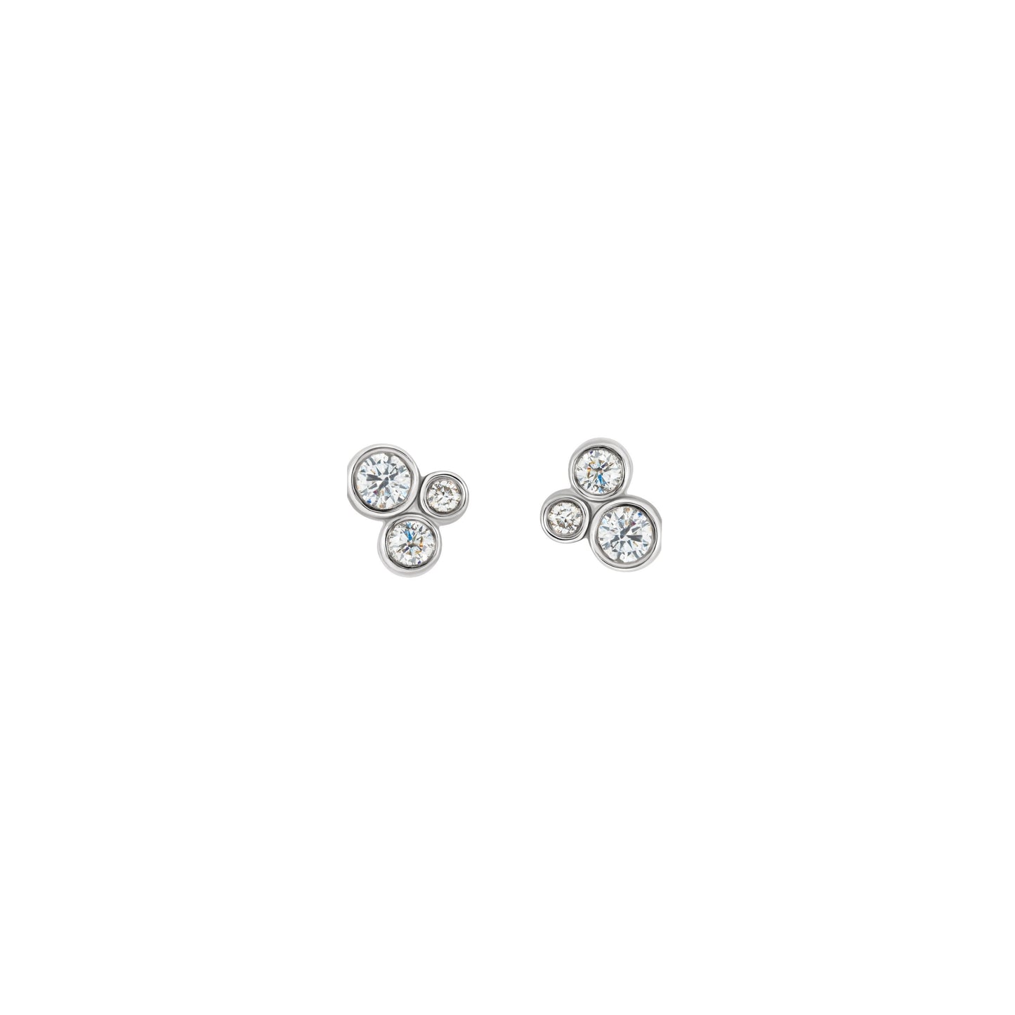 Platinum diamond cluster, bezel set, stud earrings, by ZEALmetal, Nicole Horlor, in Kingston, ON, Canada