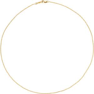 14K Yellow 1mm Solid Cable 16" Chain