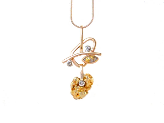 Custom recycled diamonds and gold pendant, made by ZEALmetal, Nicole Horlor, Kingston, ON, Canada