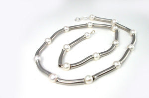 Stainless Steel with pearls