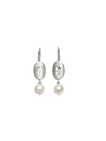 6mm ball top studs witWindow pane silver earrings with  round tied pearl drops, by ZEALmetal, Nicole Horlor, in Kingston, ON Canada