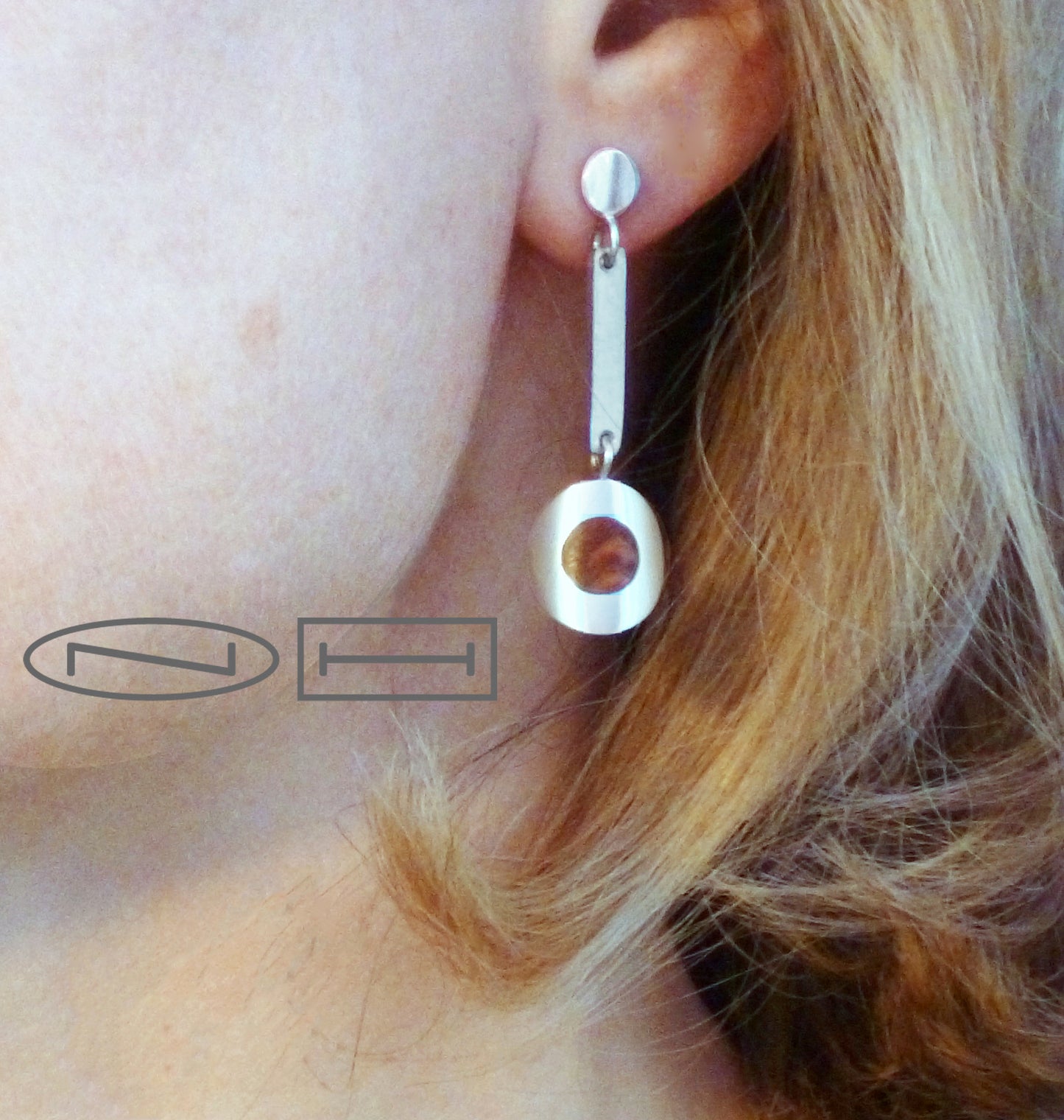 Wood earrings with 100% recycled sterling silver, earrings, by ZEALmetal, Nicole Horlor, in Kingston, ON, Canada